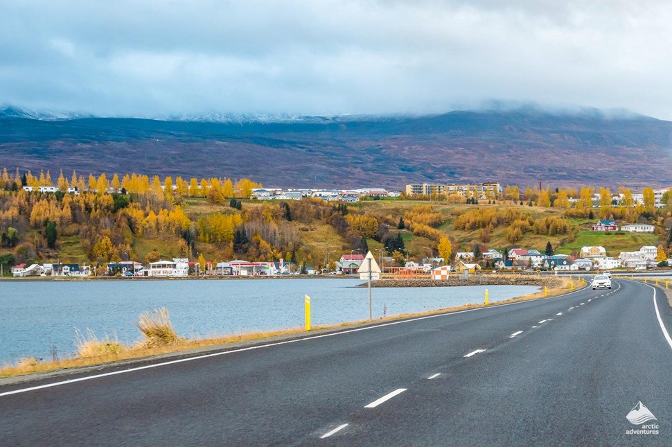 Akureyri city roads in iceland