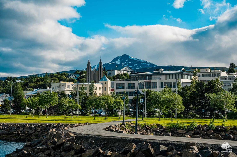 Icelandic summer time in Akureyri city