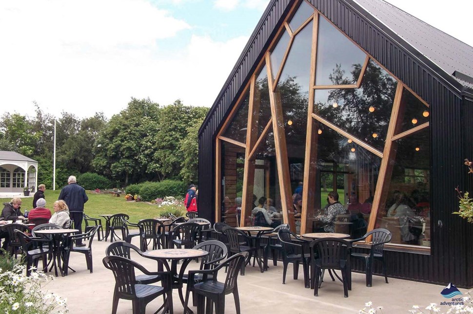 restaurant with beautiful window in Akureyri Iceland