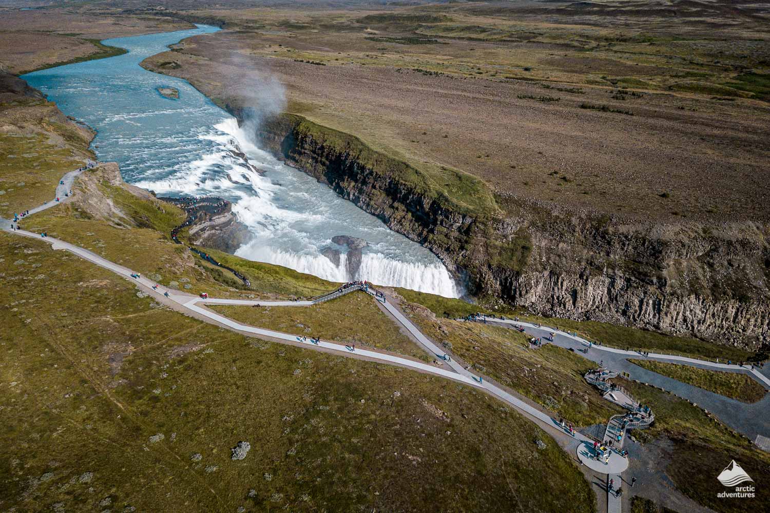 Gulfoss waterfall from above
