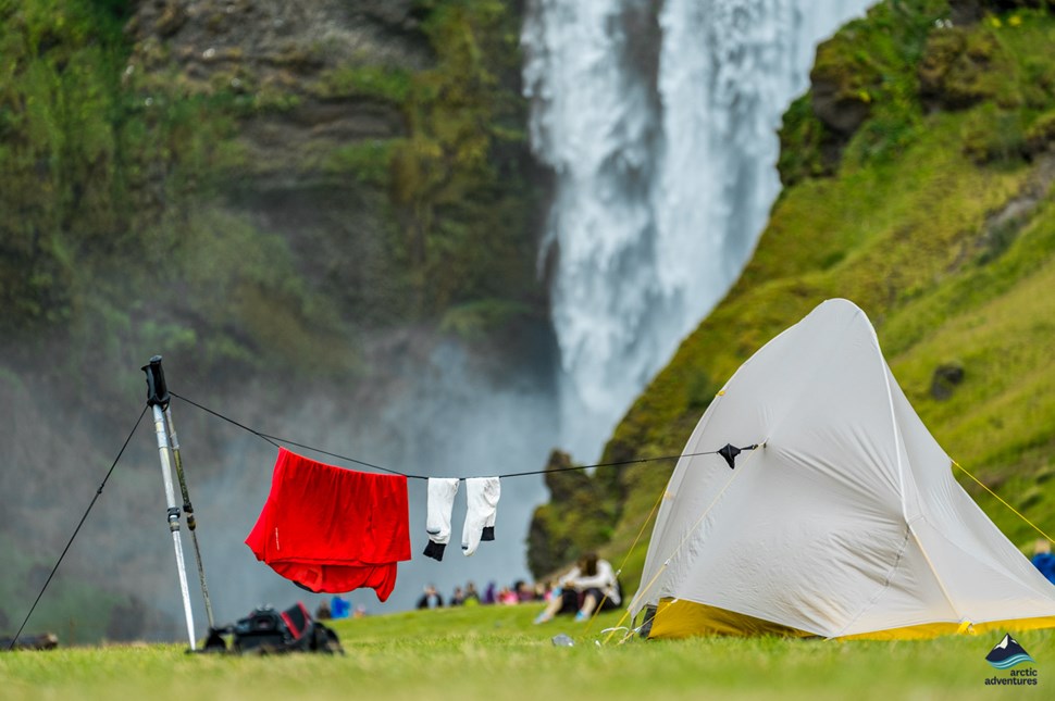 Camping near Skogafoss Waterfall