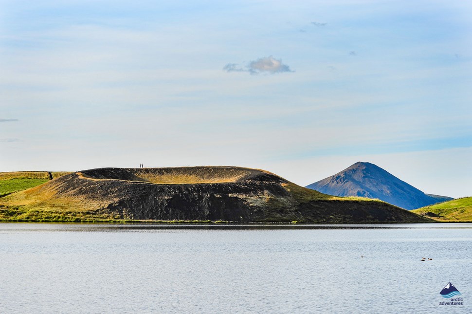 Pseudocrater in Myvatn Lake in Iceland
