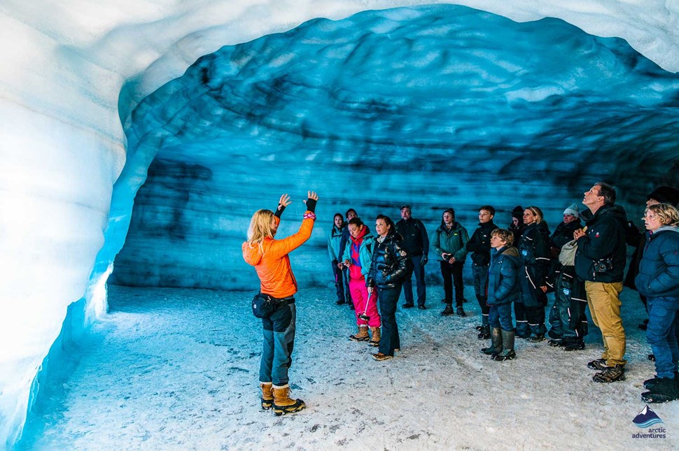 Ice Cave Guide and People in Iceland