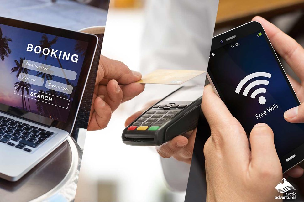 Booking Online Free Wifi Payment Contactless Reservations Collage