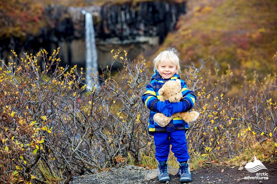 Happy Kids Iceland in Svartifoss Iceland