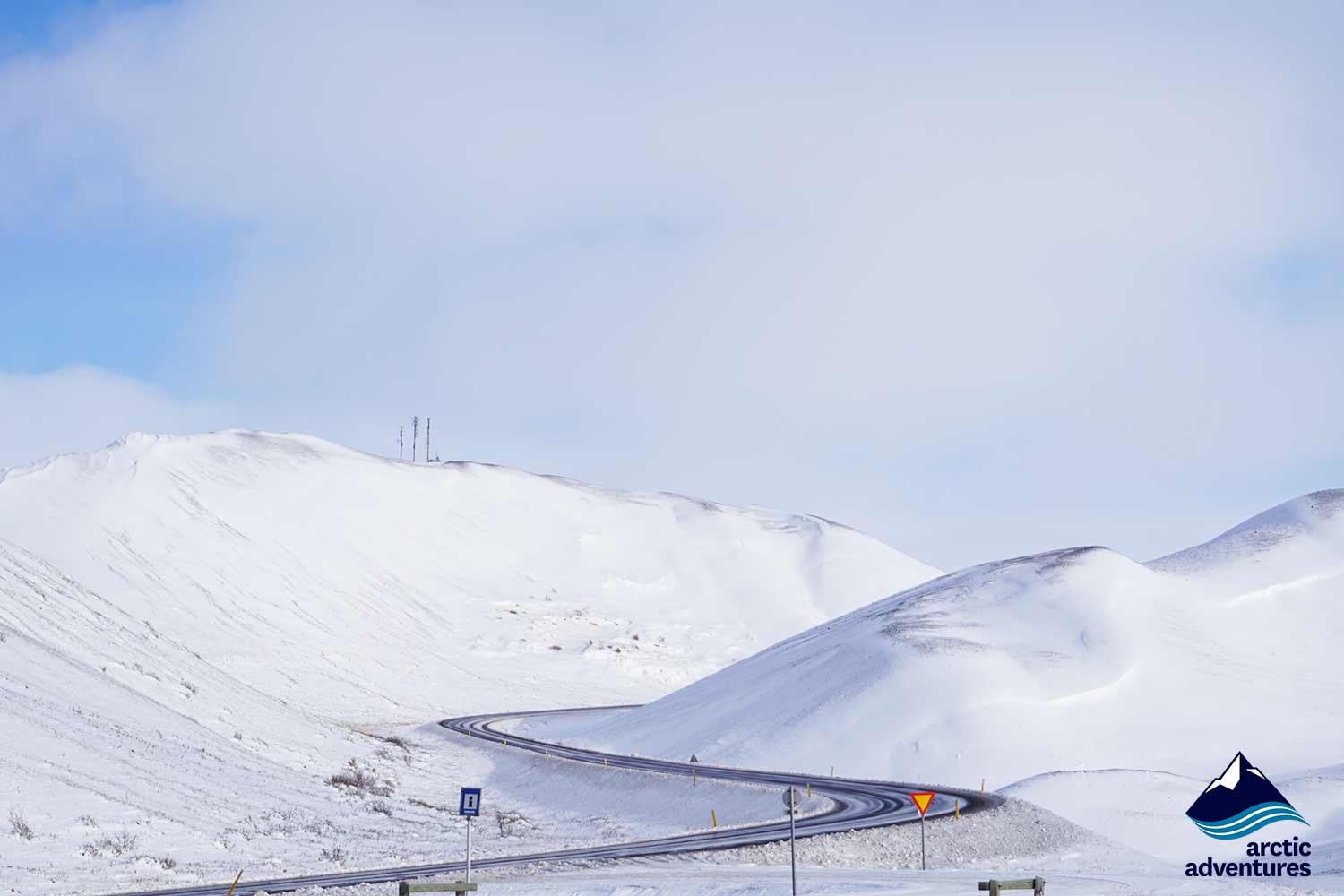 Icelandic road to Namaskard in winter
