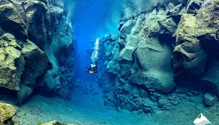 underwater Panorama of Silfra in Iceland