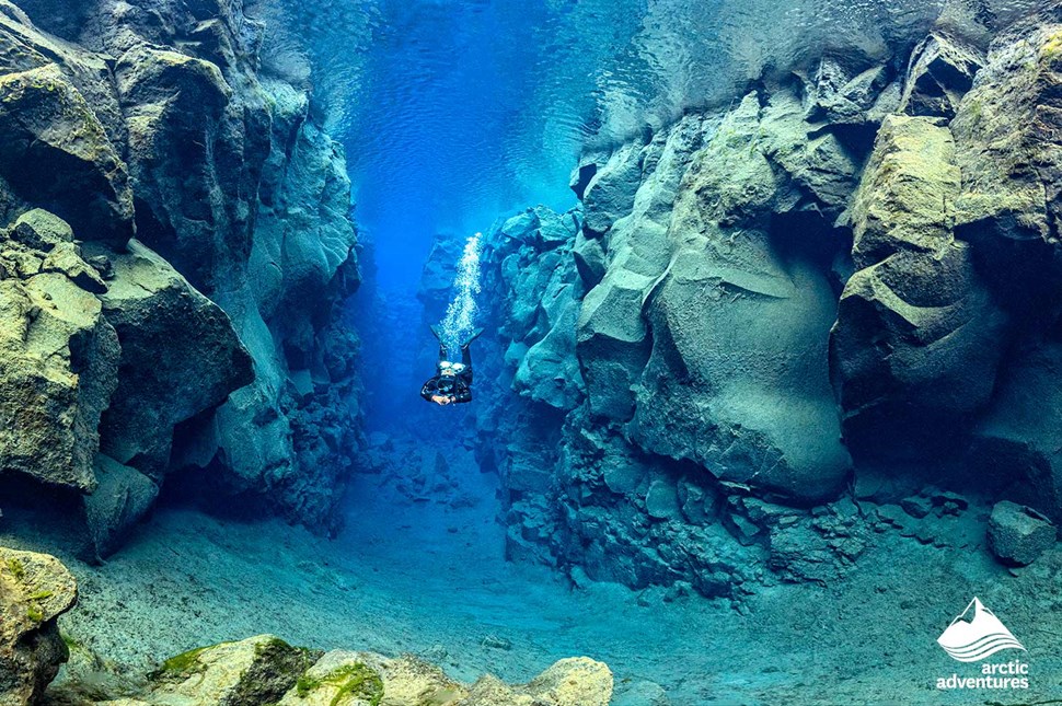 Silfra underwater Panorama in Iceland