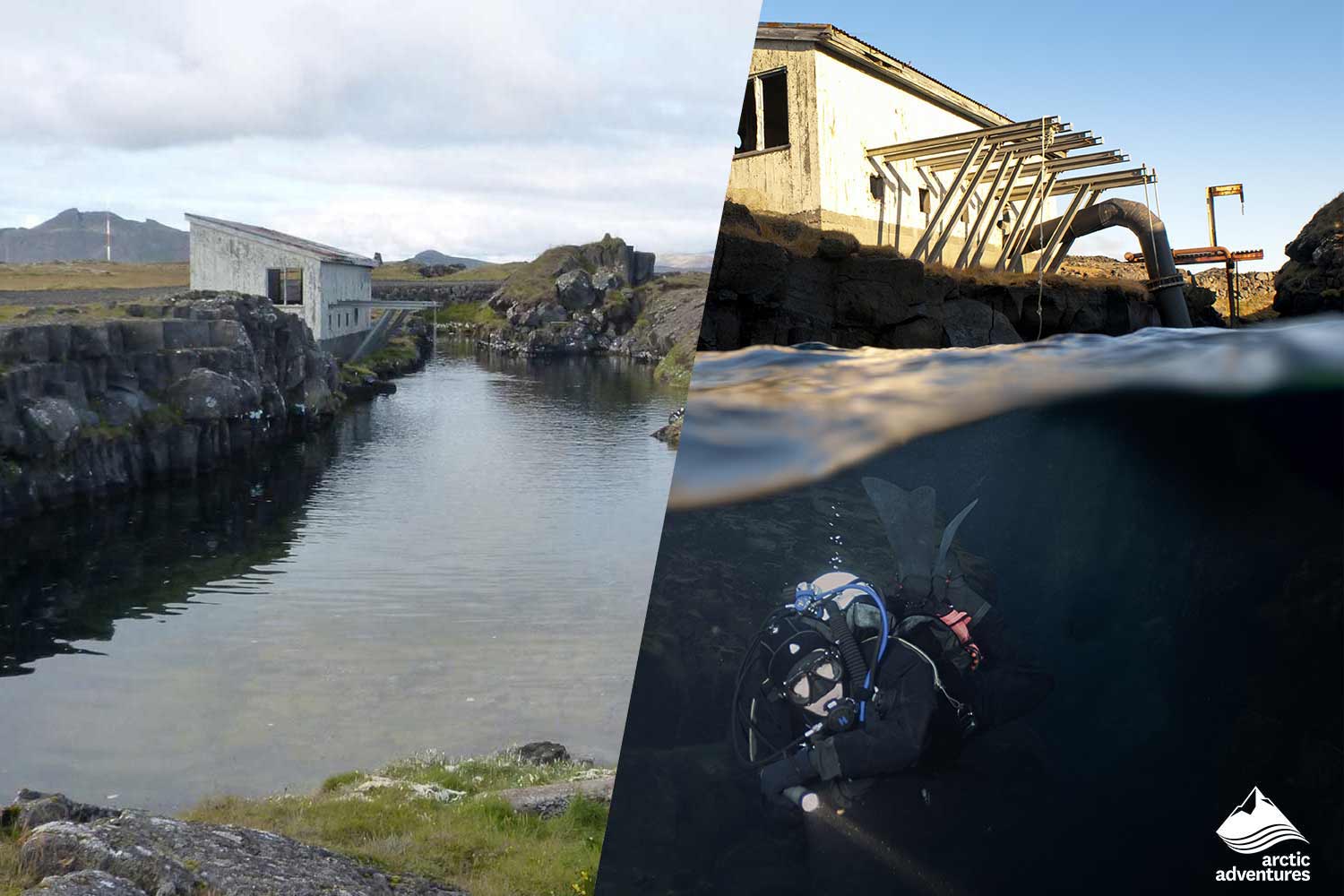 diving in Bjargja lake Iceland