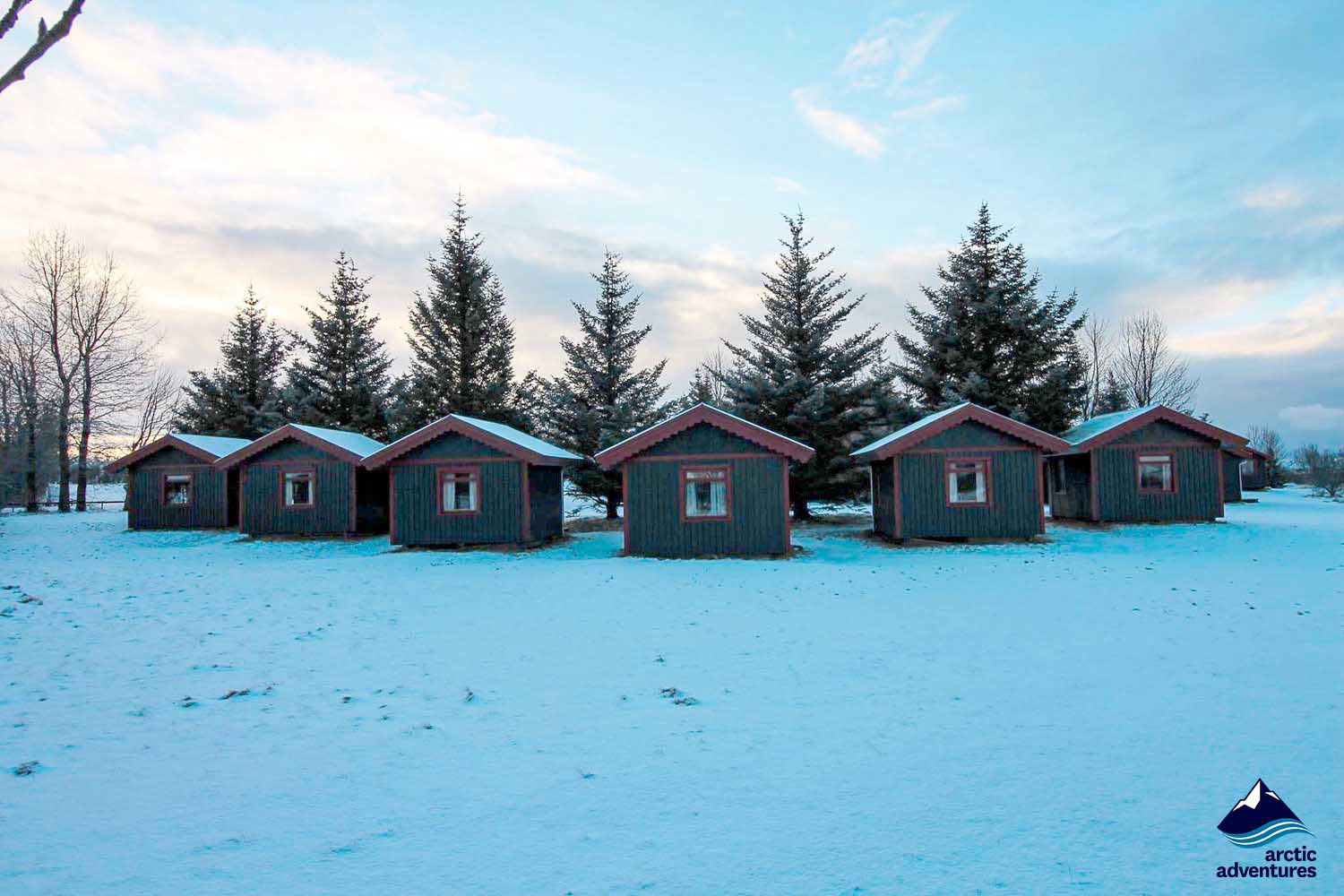 Hotel Hella cabins in Winter time