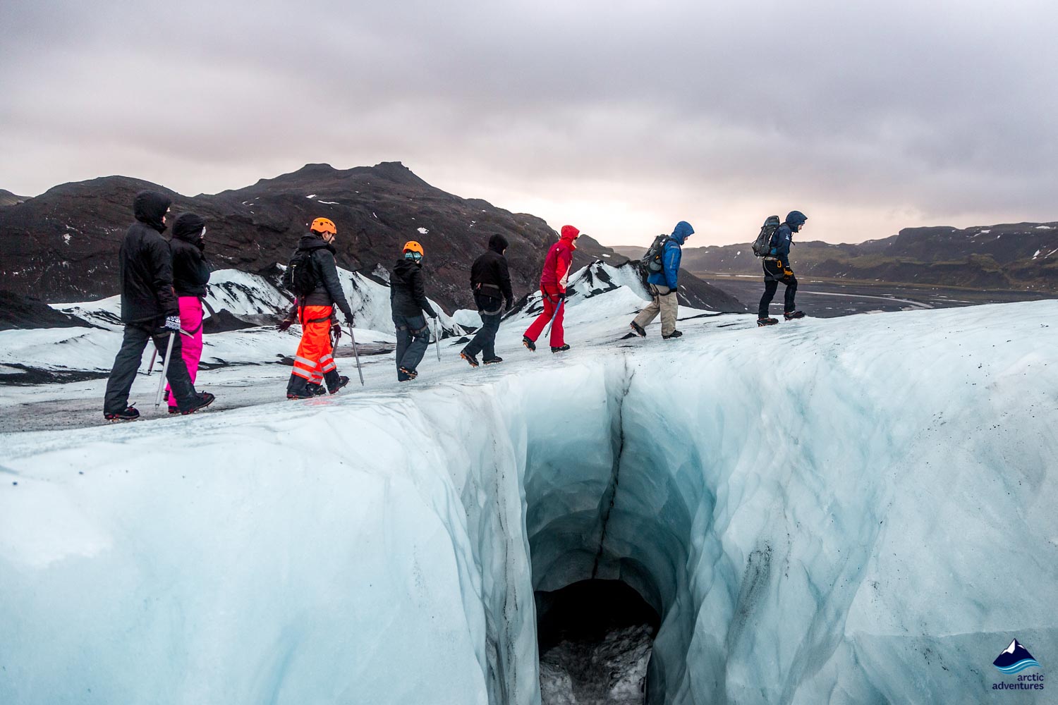 Solheimajokull Glacier Hike Group Of People in Iceland