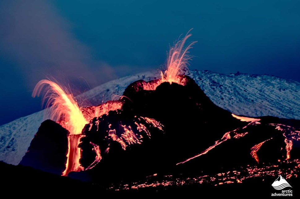 Lava Spitting from Fagradalsfjall volcano
