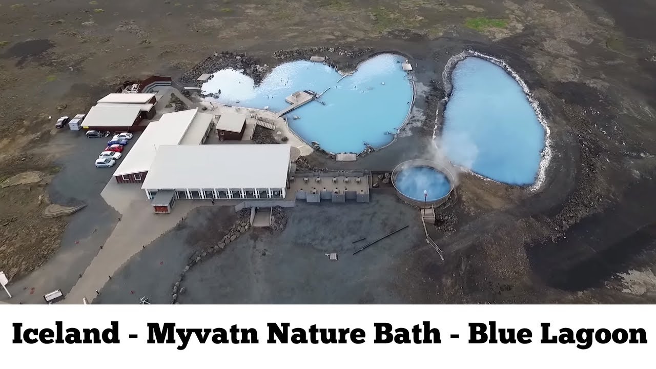 Myvatn Nature Bath - Blue Lagoon of the north Iceland - drone aerial movie