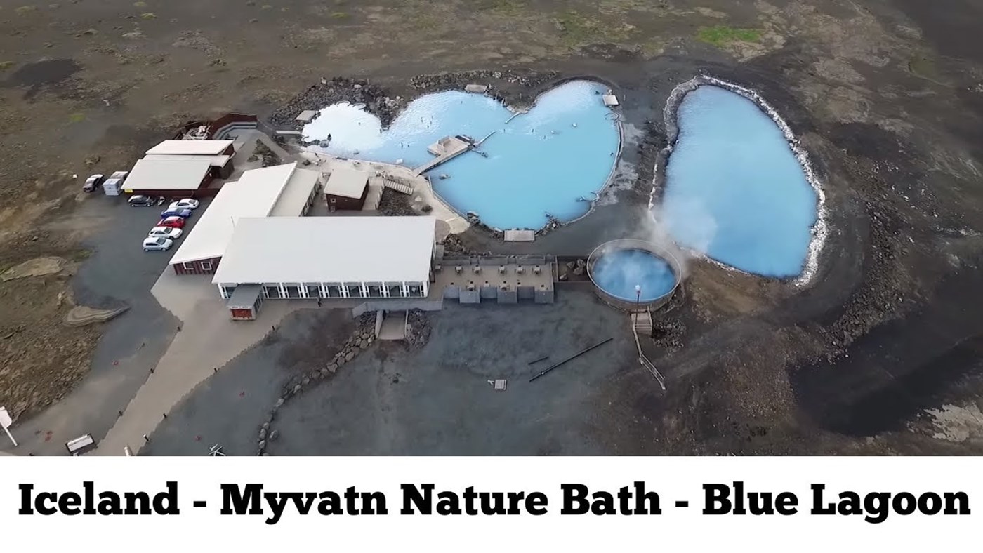 Myvatn Nature Bath - Blue Lagoon of the north Iceland - drone aerial movie