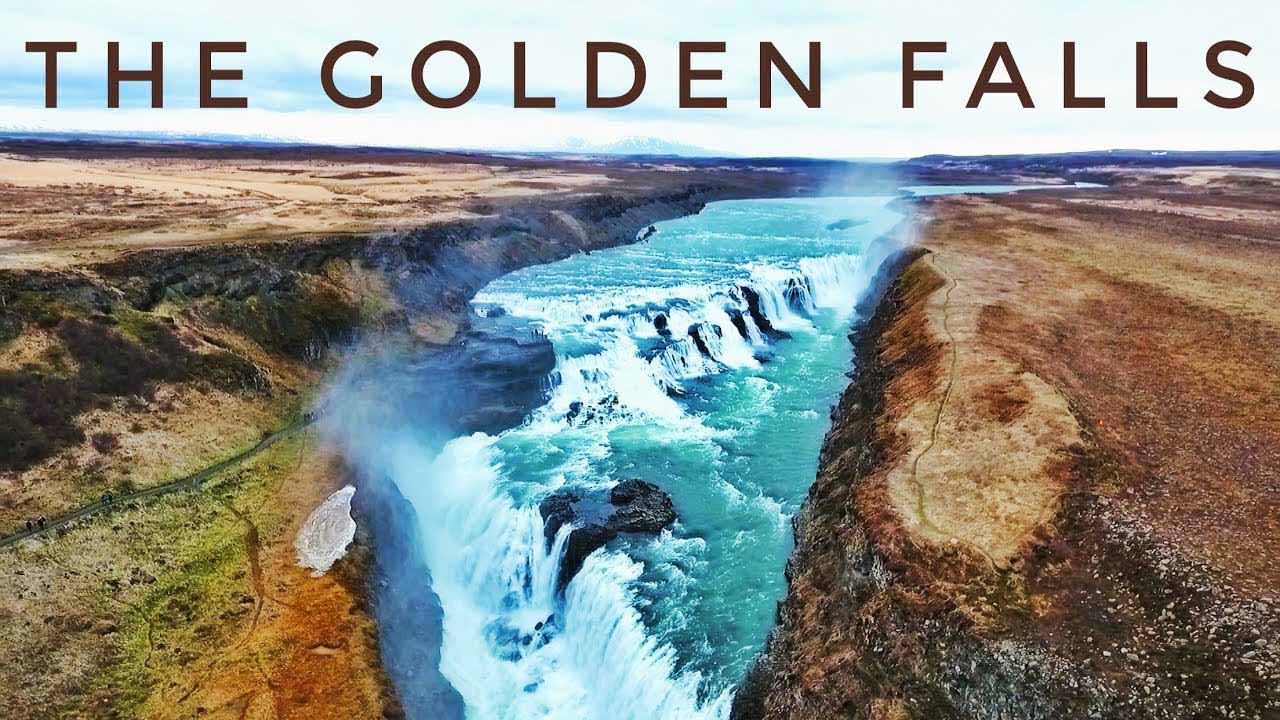 UNREAL ICELAND DRONE FOOTAGE - THE GOLDEN FALLS - 4K (GULLFOSS)