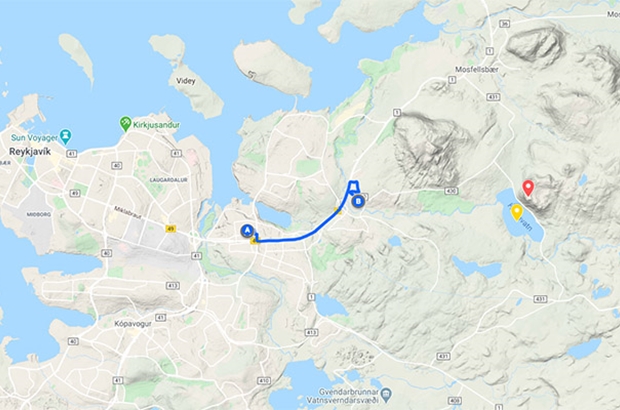 map of quad bike tour in Iceland