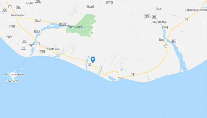 map where plane wreck place in Iceland