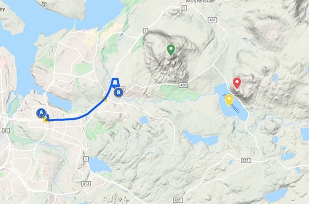 map of buggy trail in Iceland