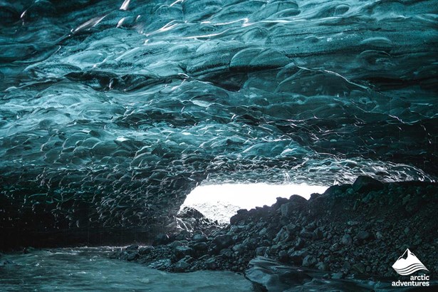 Crystal ice cave in a melting glacier, Iceland