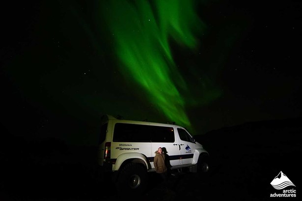 white super jeep of Northern lights tour