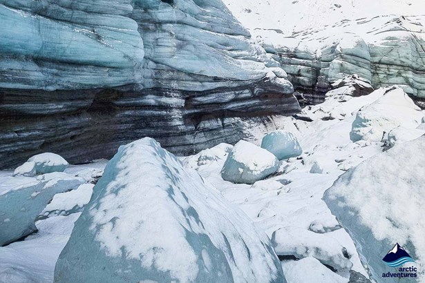 ice of Myrdalsjokull glacier in Iceland