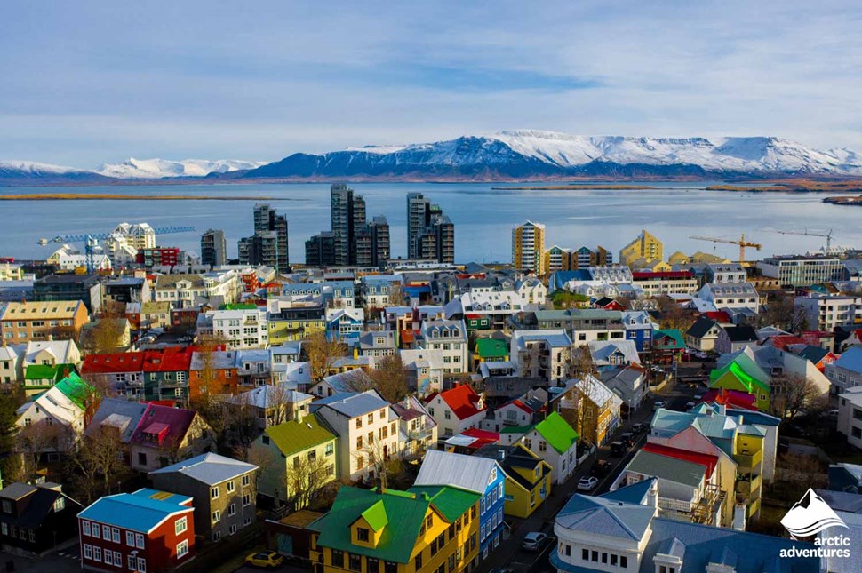 colorful houses in Reykjavik during wintertime