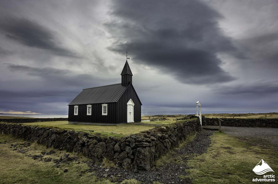 Budakirkja Black Church at Budir Town in Iceland