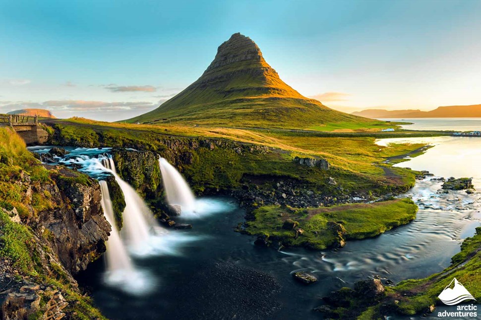 Panoramic view of Kirkjufell mountain in Iceland