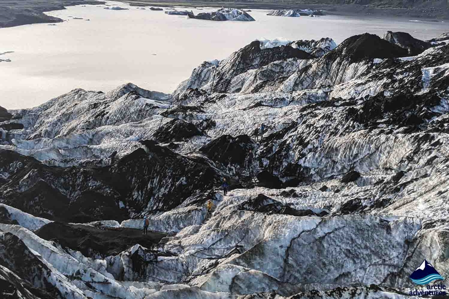 Solheimajokull glacier aerial view