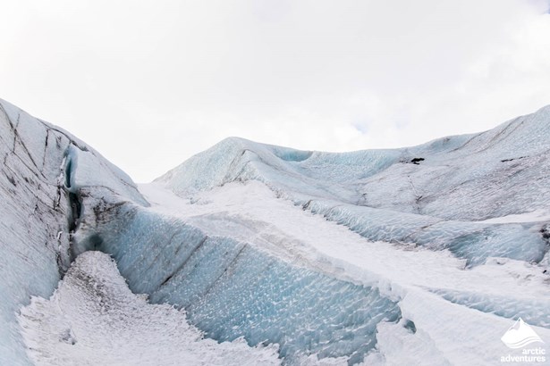 Ice crevasses on Sólheimajökull glacier in Iceland