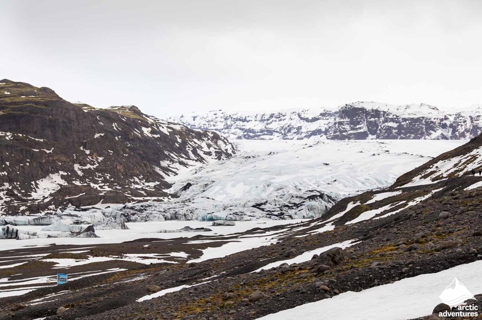 Sólheimajökull glacier view on winter time