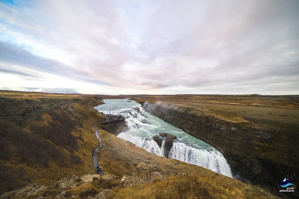 Aerial view of Gullfoss Falls in Iceland