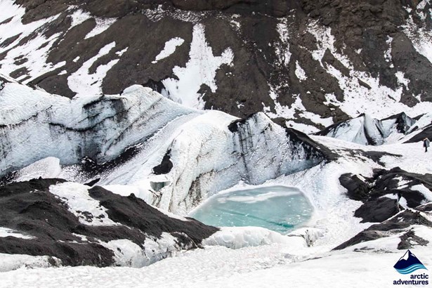 Ice caps on Sólheimajökull glacier in Iceland