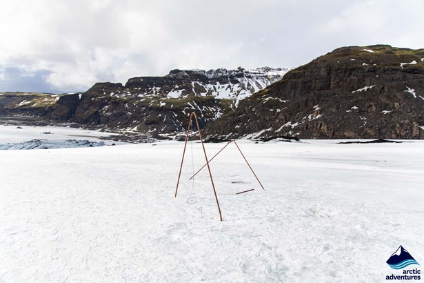 Measuring Markings on Solheimajokull Glacier