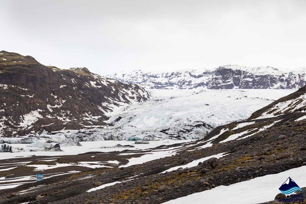 Distance View of Solheimajokull Glacier in Iceland