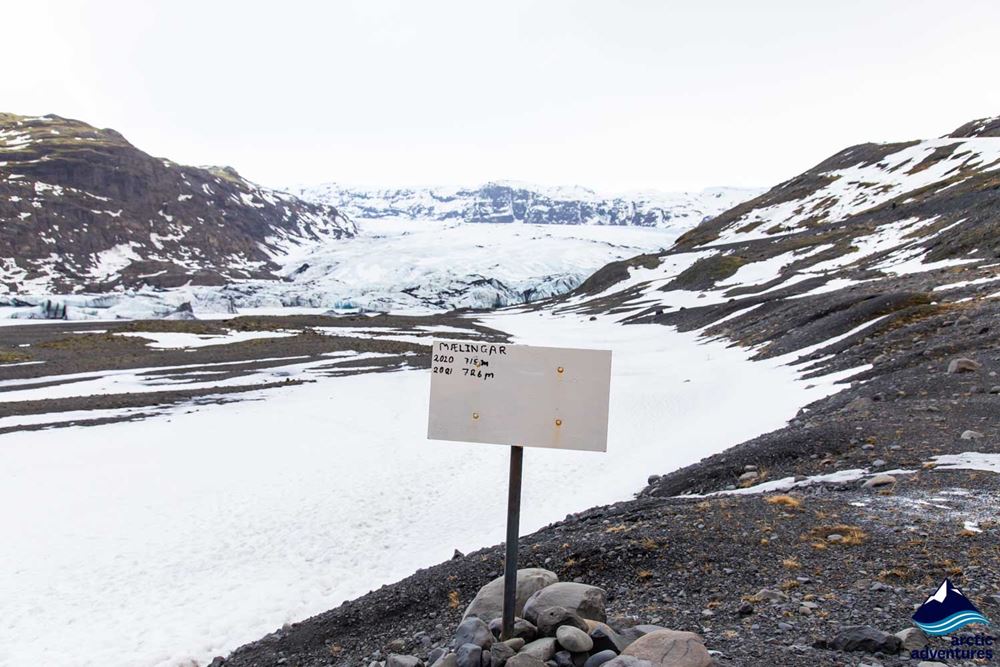 Sign by the Solheimajokull Glacier