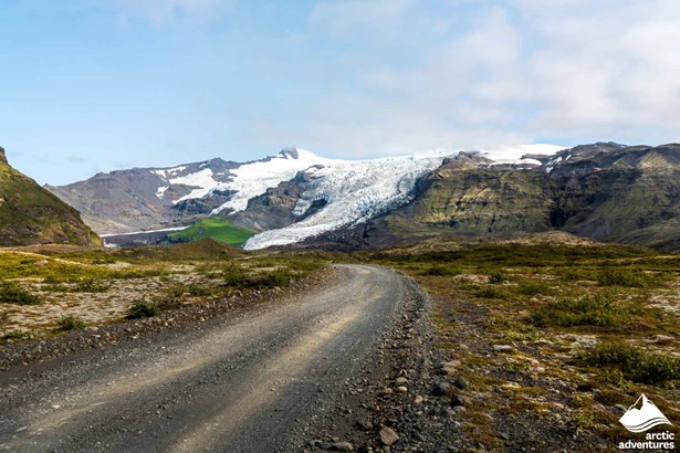 Driveway to Vatnajokull Glacier in Iceland