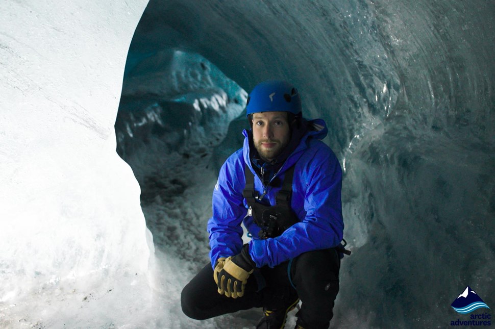 Glacier Guide in the Ice Cave