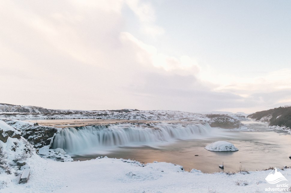 Faxi Waterfall on Wintertime in Iceland