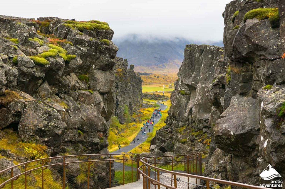 Walking Path in Thingvellir National Park Iceland