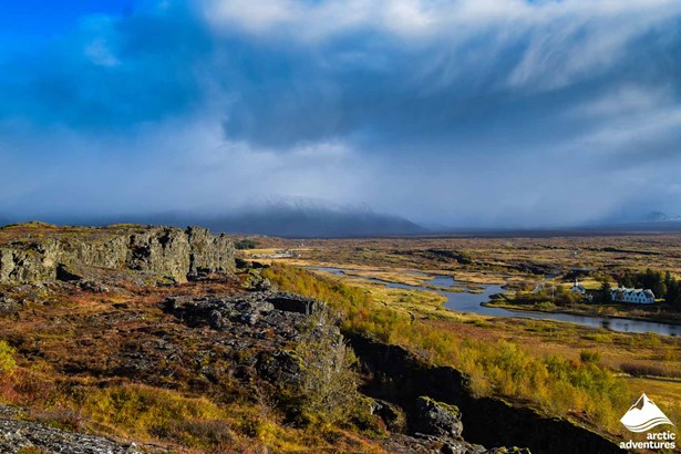Thingvellir National Park and Blue Sky in Iceland