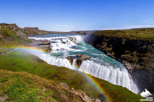 Gullfoss Waterfall and Rainbow in Iceland