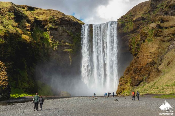 Skogafoss Waterfall from a Cliff in Iceland
