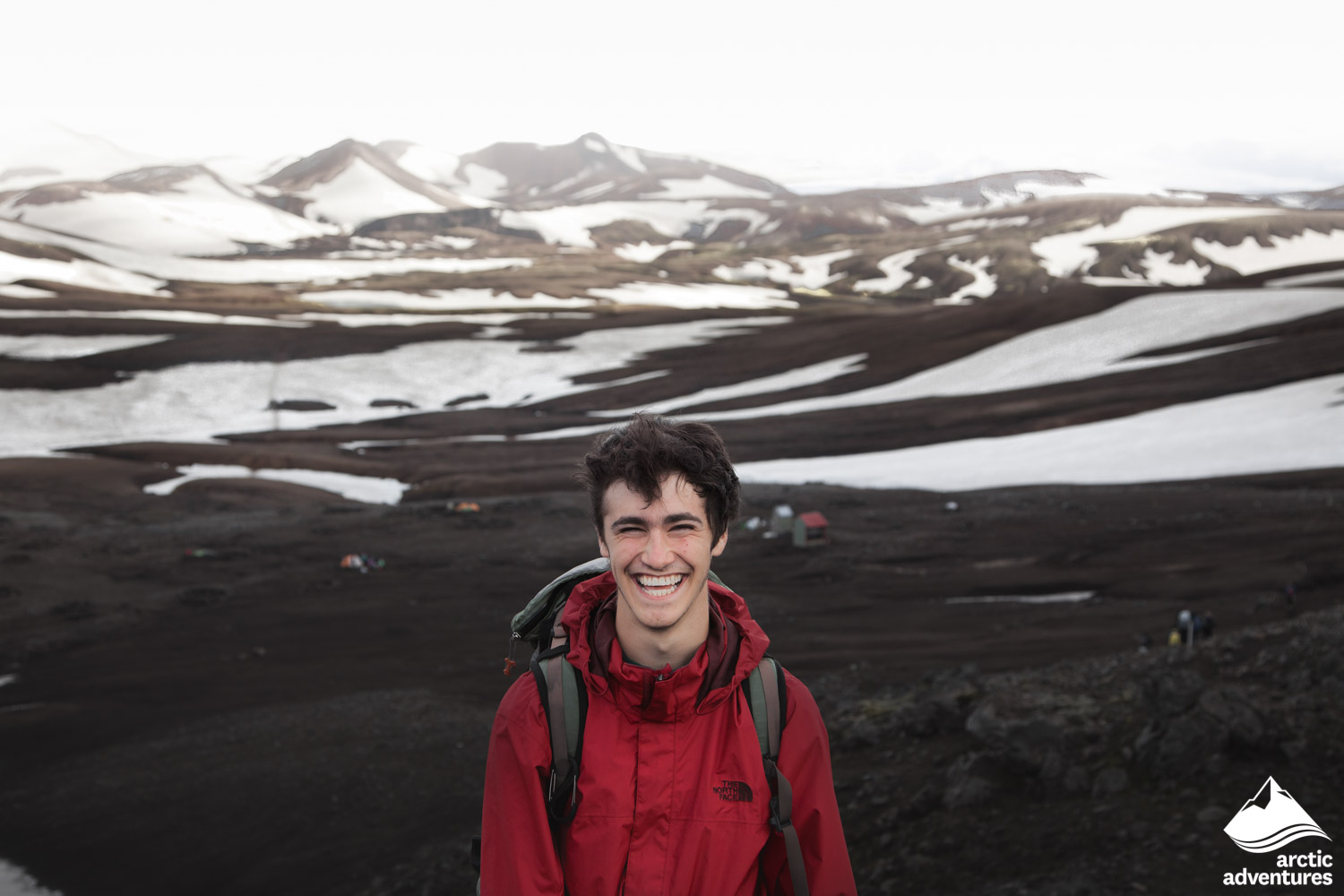 Excited man at Landmannalaugar in Iceland