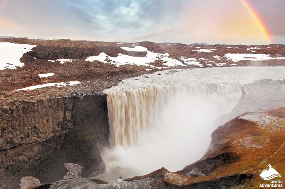 Dettifoss Waterfall at Sunset in Iceland