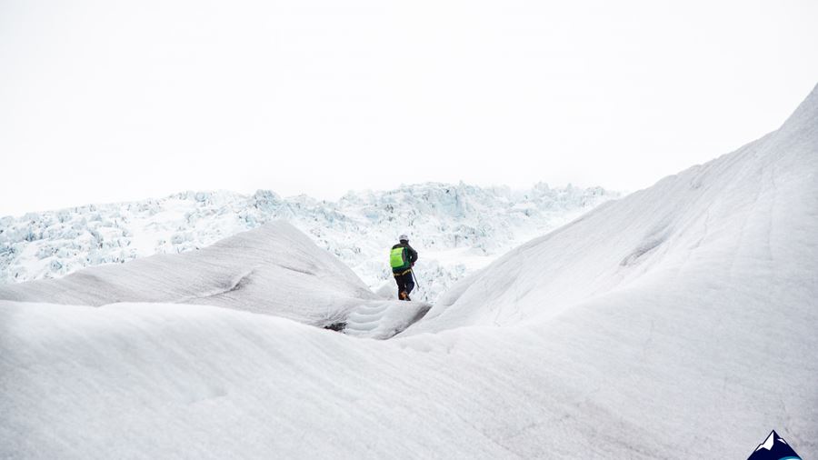 Woman Hiking on Vatnajokull Glacier