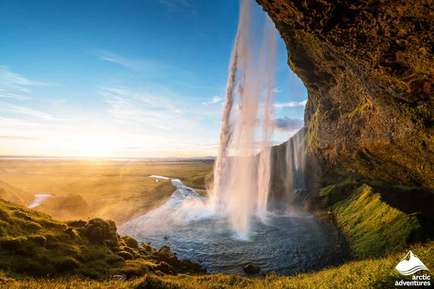 Waterfall from Behind in South of Iceland