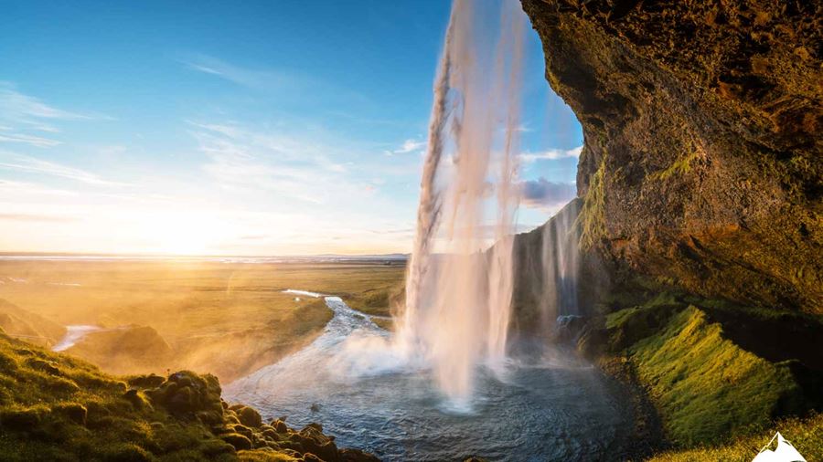Waterfall from Behind in Iceland