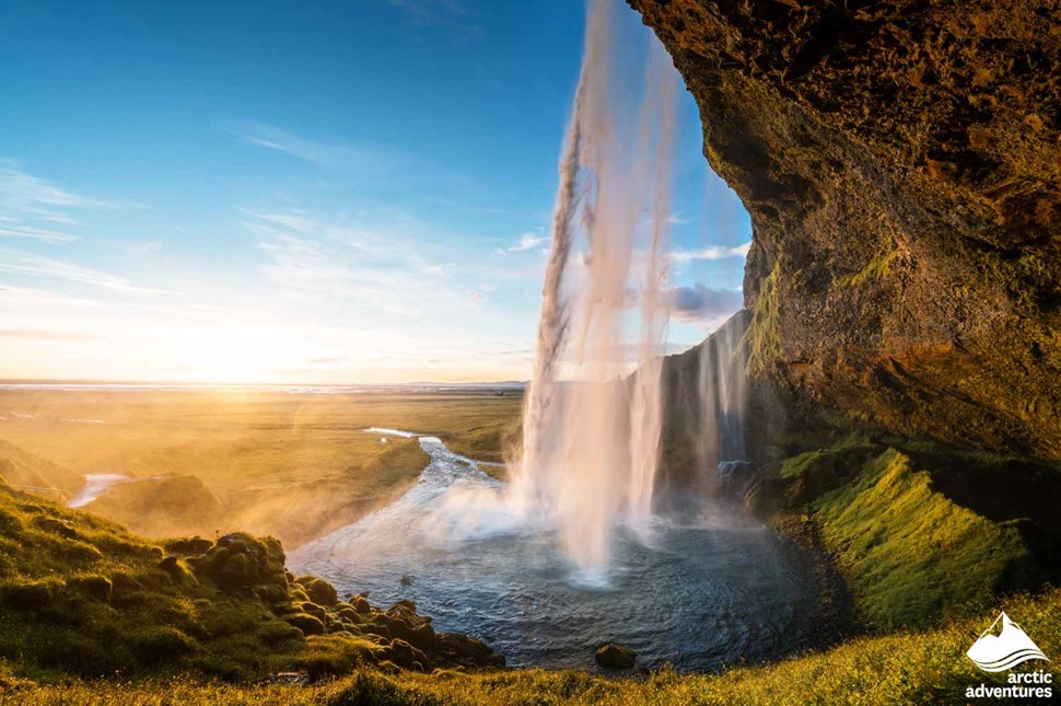 Waterfall from Behind in South of Iceland