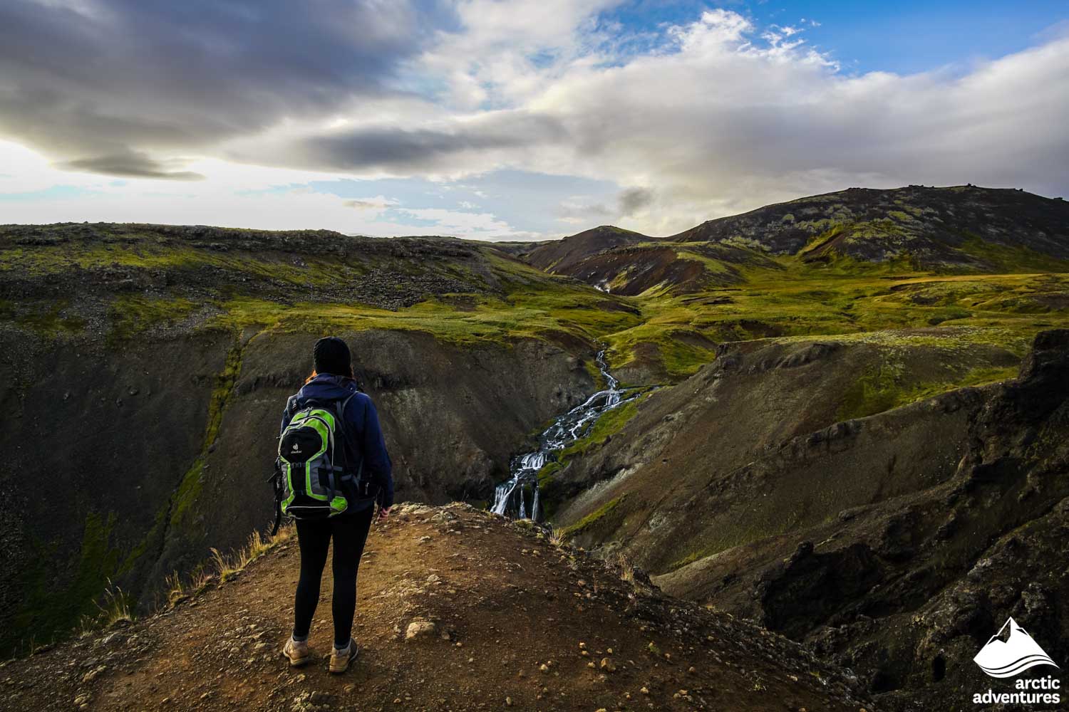 Woman Hiking at Hengill in Iceland
